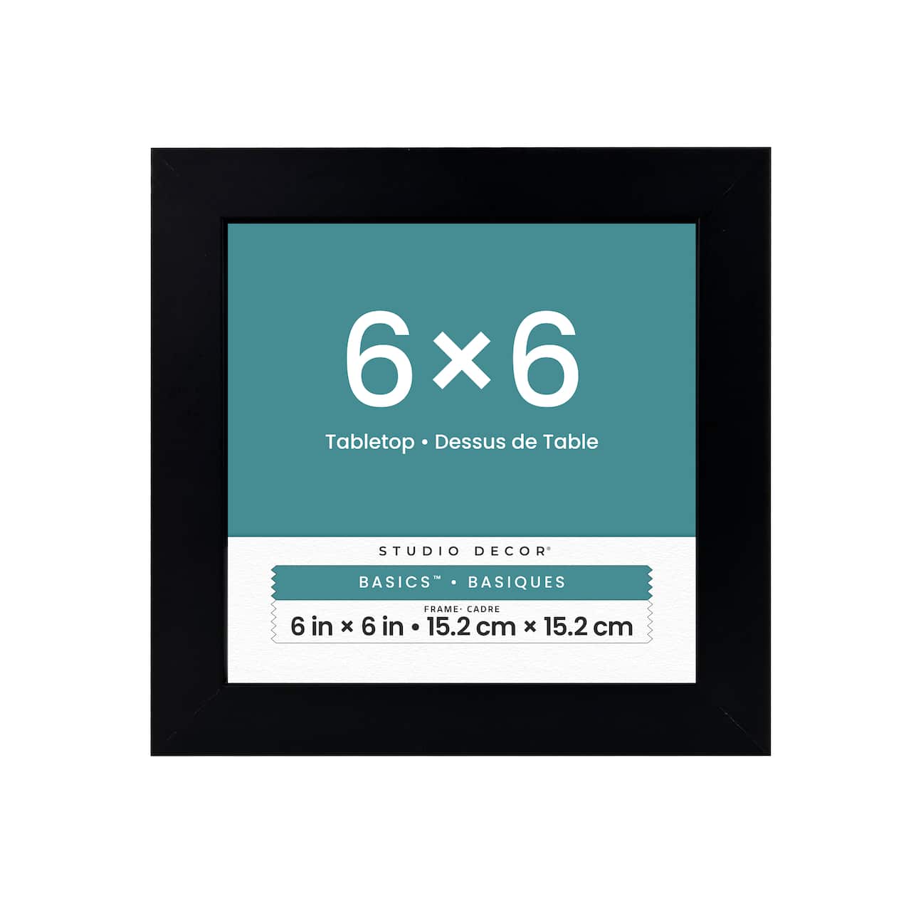 Cadre noir à profil plat de 6 po x 6 po Basiques de Studio Décor